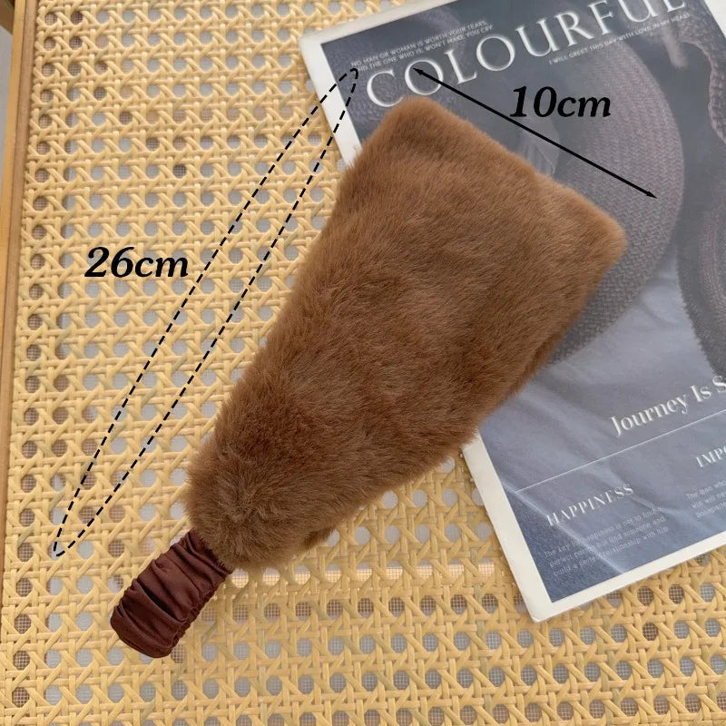 Winter Wide Headband Rabbit Fur Hairband Elastic Windproof Warm Ear Protection Women Hair Accessory for Cold Weather Styling