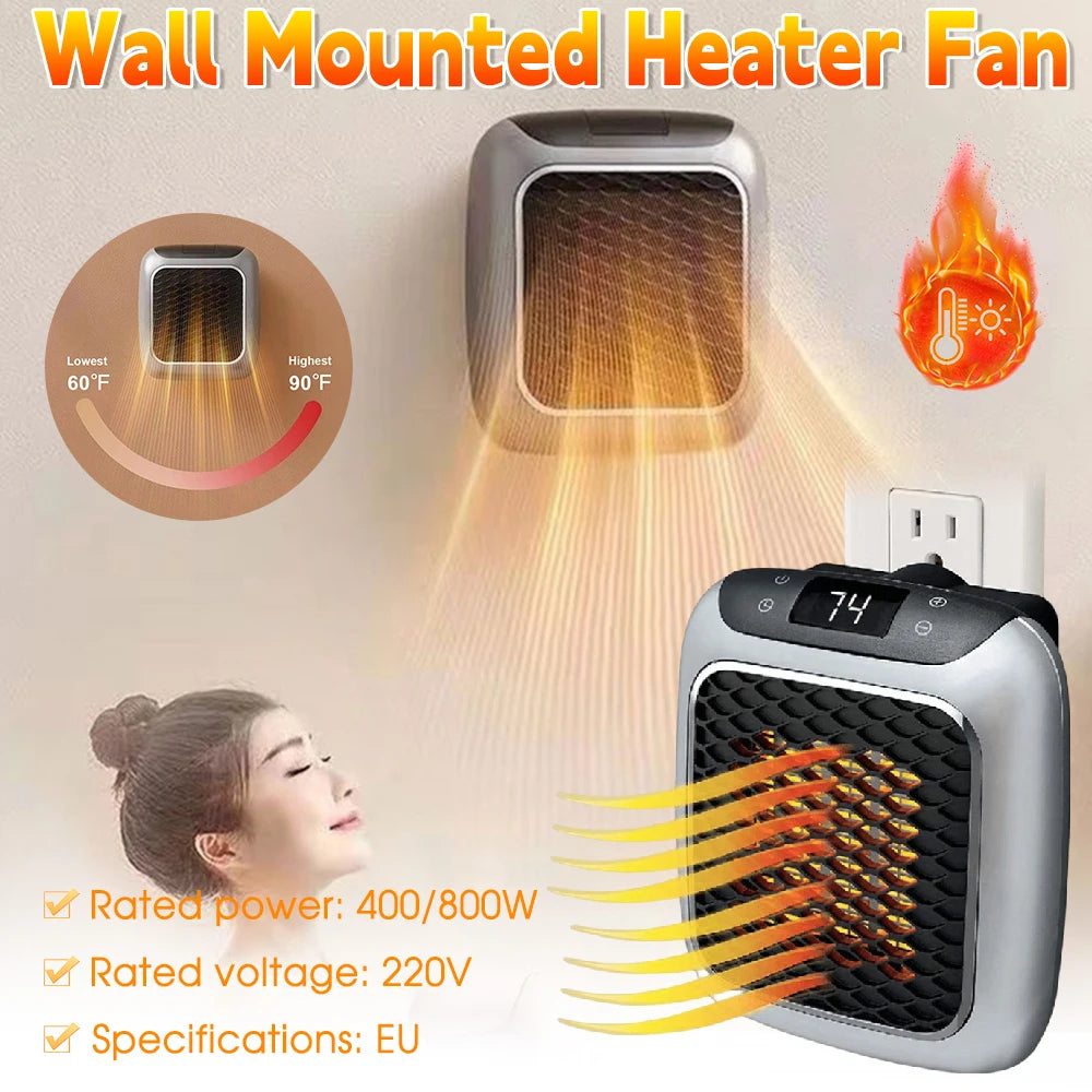 Faster Mini Heater for Home Small Bathroom Heating Fans Wall Mounted PTC Ceramic Electric Heater with Remote Control Household