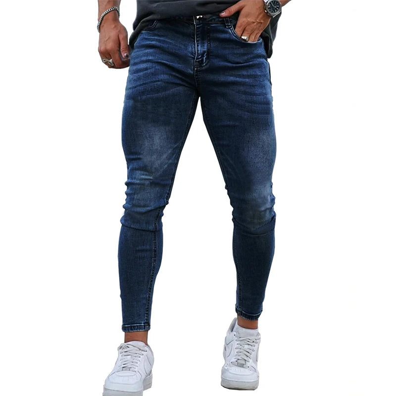 Mens Skinny jeans Solid Color high stretch Denim Trousers Casual Daily For Office Parties Male  Cowboy Pants