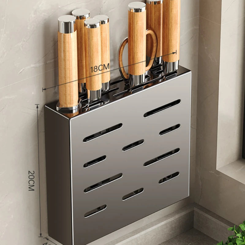 Kitchen knife holder, knife rack, non-perforation, wall-mounted storage box, kitchen organizer  kitchen items