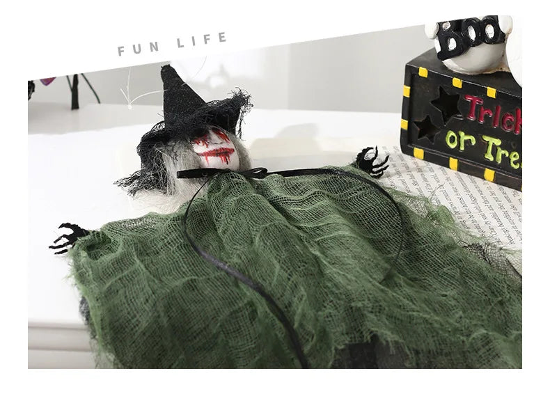 Halloween Ghost Festival Witch Figurine Hanging Doll DIY Decoration Pendant Ornaments for Party Haunted House Decorate Props