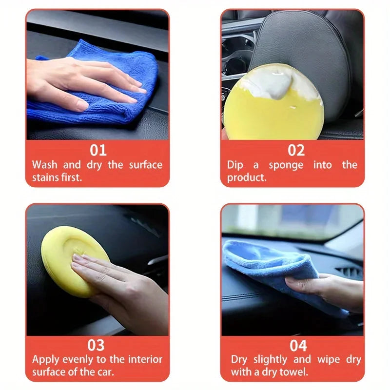 Universal Leather and Plastic Repair Polishing Wax - Automotive interior reconditioning cream for leather/plastic/rubber care