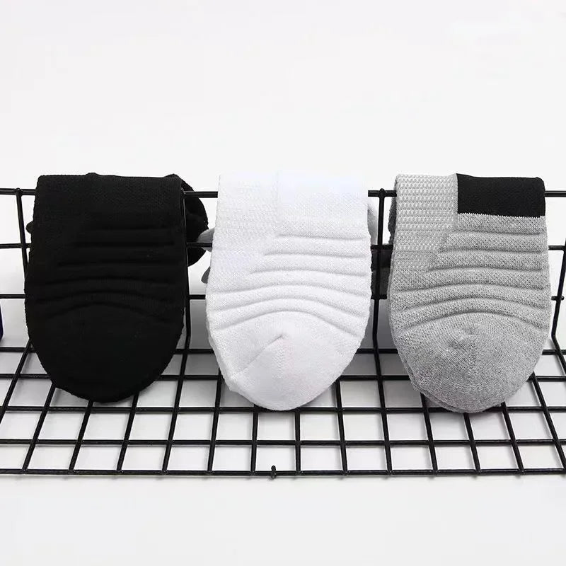 6/3/1 Pairs New Men Sports Running Fitness Flight Short Tube Socks Women's Towel Bottom Basketball Socks Solid Color Black Socks