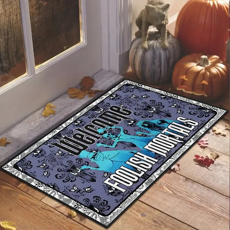 Halloween Day of The Dead Decorative Rug, Durable Home Decor Festive Atmosphere Entrance Door Mat Kitchen Mat