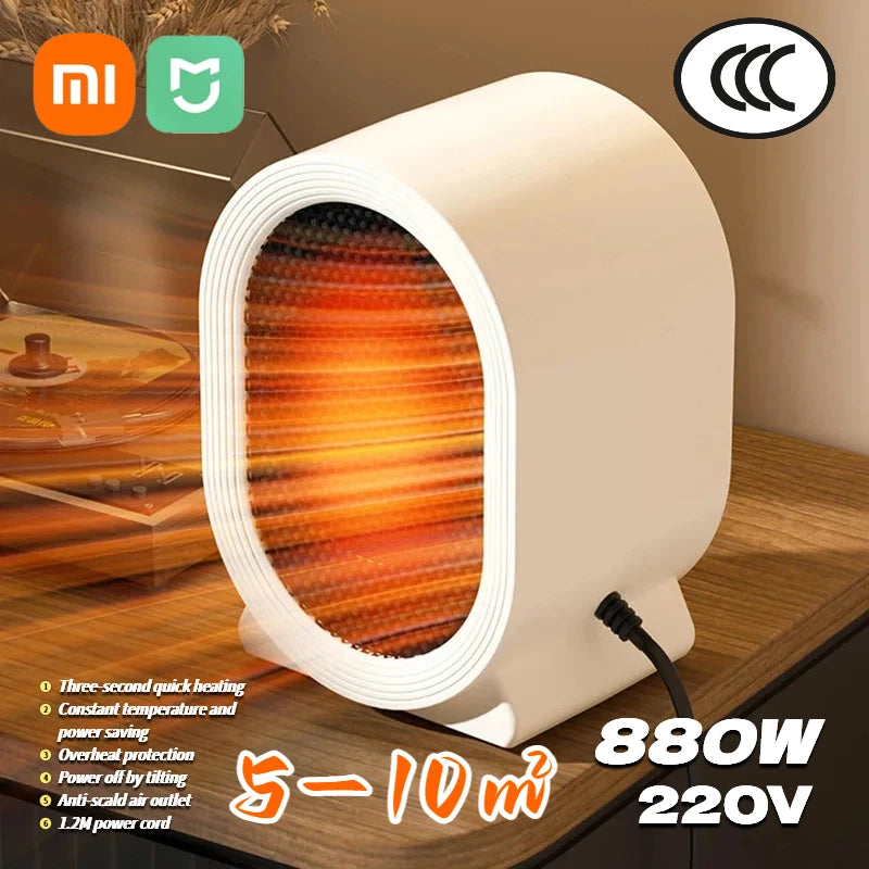 Xiaomi MIJIA Portable Desktop Electric Heater for Home and Office, Mini Warm Air Fan for Desk Use Foot Warmer for Cozy Comfort