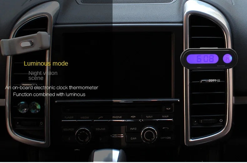 Car Clock Time Watch Mini Electronic Auto Clocks Luminous Interior Thermometer LCD Backlight Digital Display Car Accessories