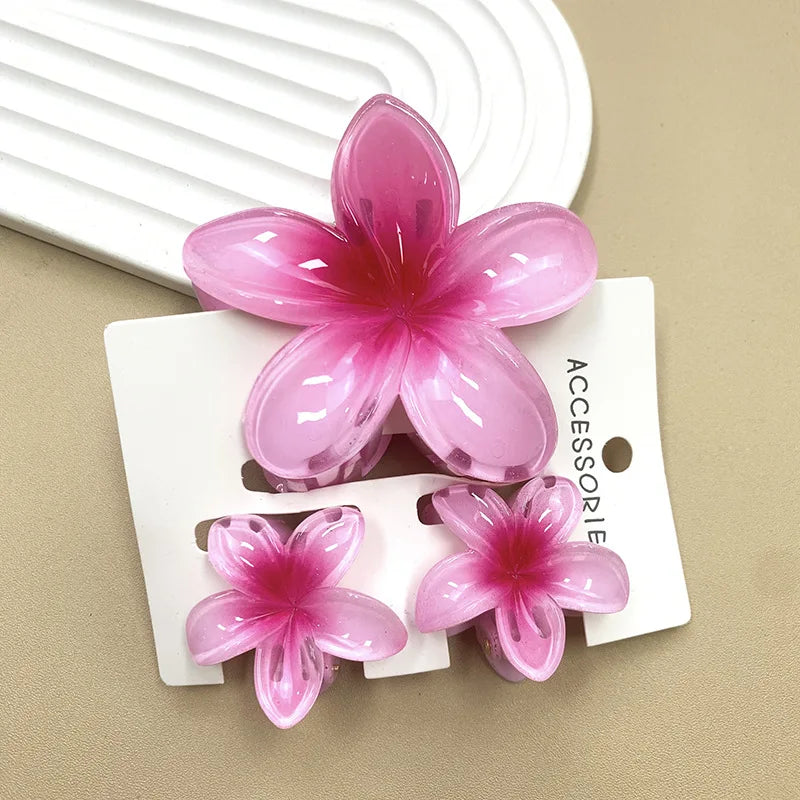 3Pcs/Set Sweet Flower Colroful Gradient Hair Claws Ponytail Cip Clamp Barrettes Hairpins For Women Girl Beach Hair Accessories