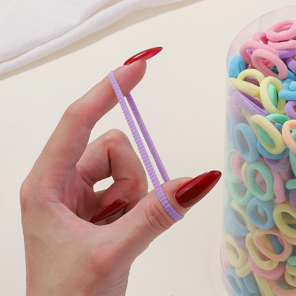 100/200Pcs Girls Colorful Hair Bands Set Nylon Elastic Rubber Band Children Ponytail Holder Scrunchies Kids Hair Accessories