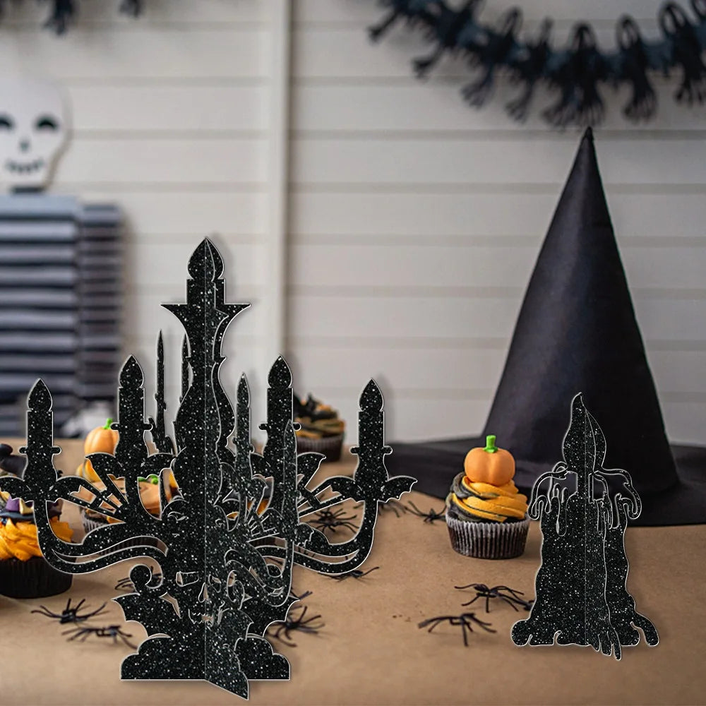 Halloween Decoration 6pcs Candlestick Ornament Haunted House Dining Table Arrangement Festival Dercoration Happy Halloween Day