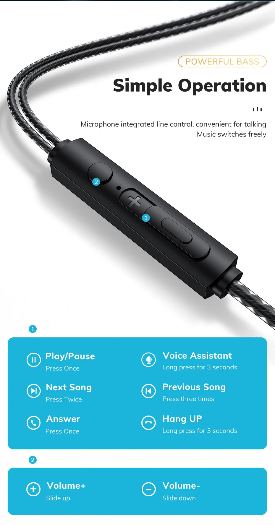 TOPK F20 in-ear Headphone HiFi Sound Quality Built In HD Mic Universal 3.5mm Plug Original High Quality Headset Sport Headset