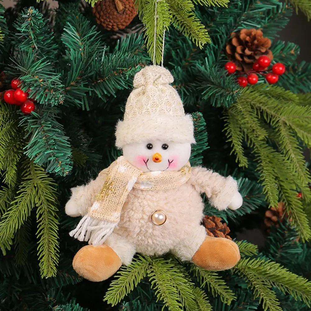Cute Christmas Tree Pendant Figurine Ornament Elderly Christmas Doll Ornament Snowman Elk Santa Pendant Decor New Year