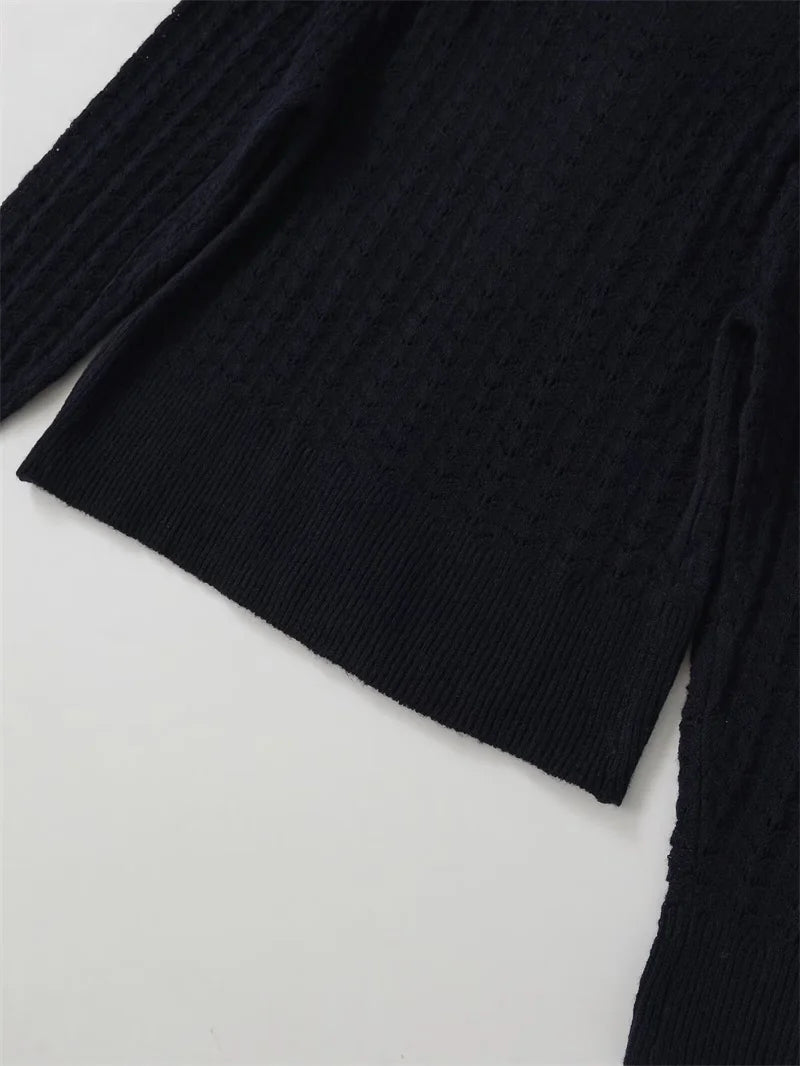 Women's Jacket 2025 Autumn New Style Black Long Sleeve Round Neck Simple KNIT Cardigan Jacket Casual Fashion Versatile