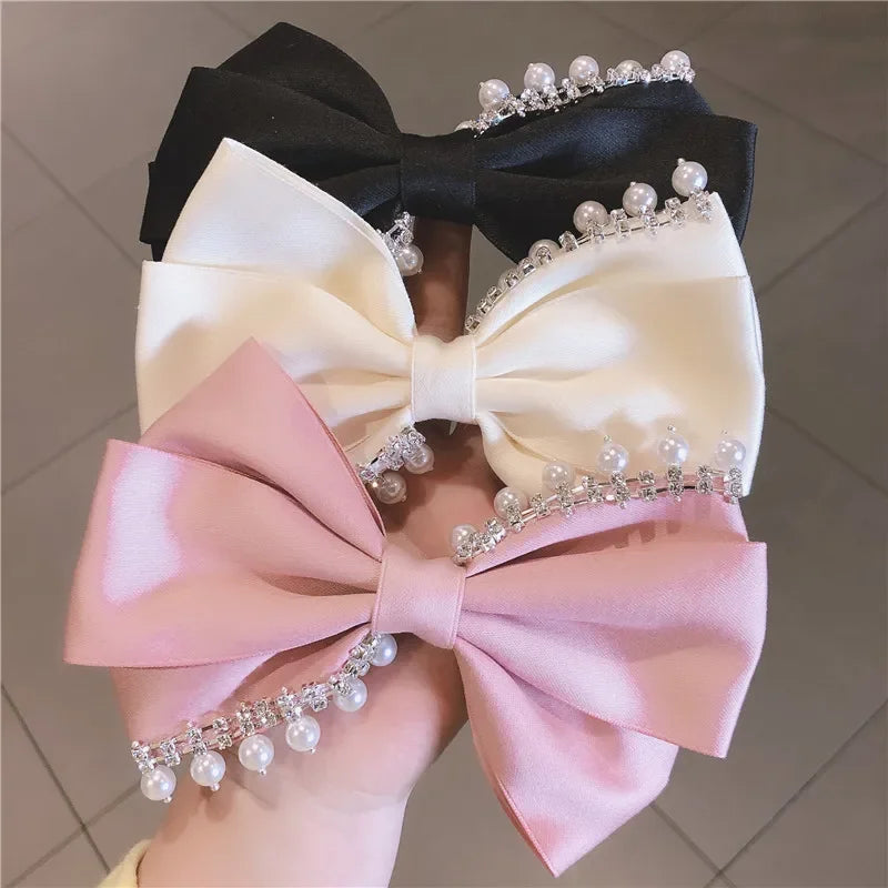 Korean Hair Accessories Fashion Women  Clip with Chain Tassel Pearl and Bow  Spring Barrette  Rhinestone  Pin