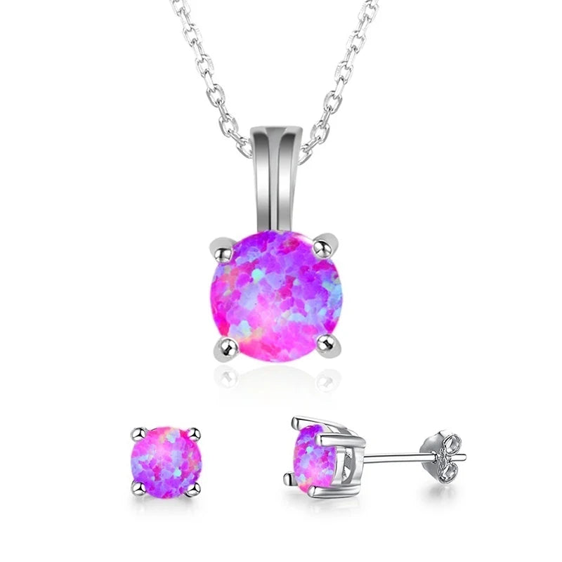 2025 Fashion Jewelry Set For Women Engagement Wedding Accessories Girl Gift Elgant Imitation Opal Necklace and Earrings