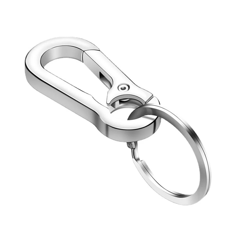 Men's Business Keychain Hook Stainless Steel Buckle Outdoor Carabiner Climbing Tool Double Ring Fishing Key Ring Car Accessories