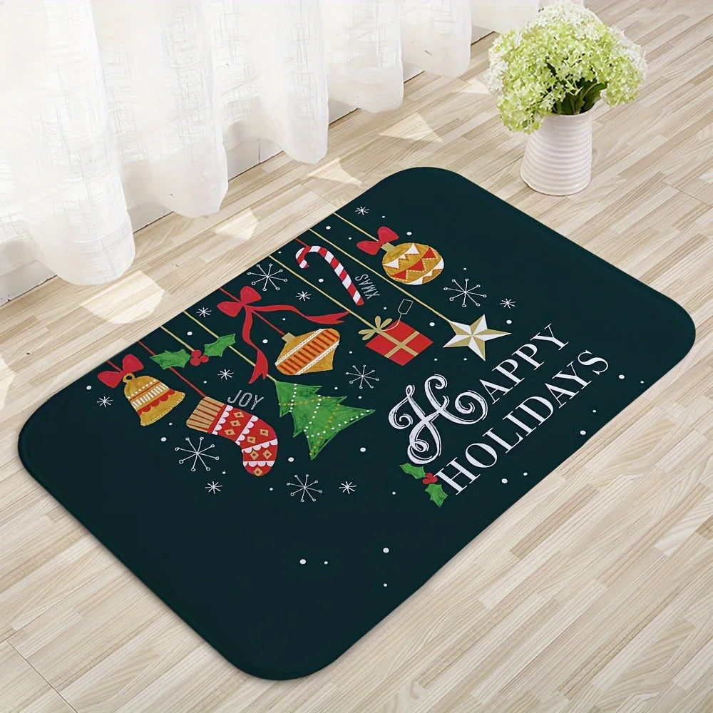 Christmas Carpet Cartoon Gingerbread Man Crystal Velvet Kitchen Floor Mat Non-slip Door Mat Entry Door Mat new year Home Decor
