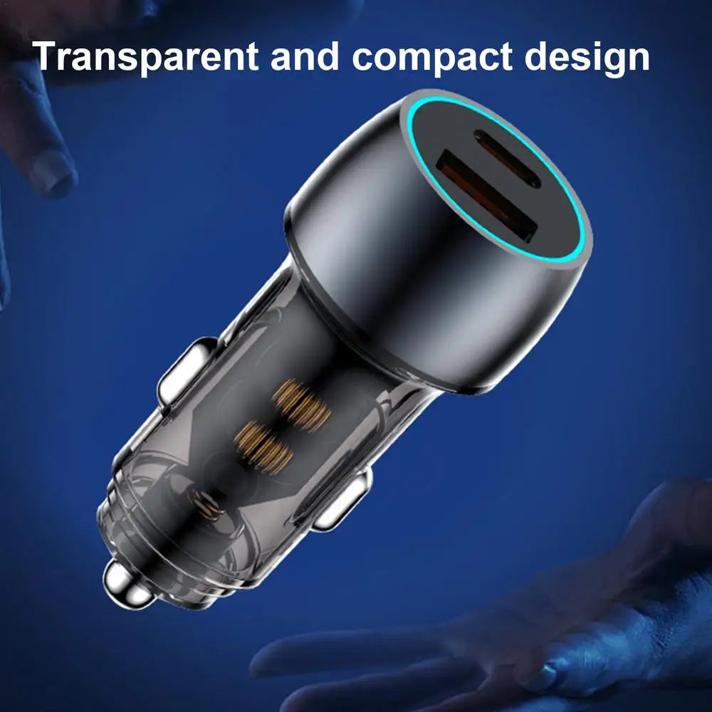 Metal 48w Car Charger Fast 48w Charger Adapter Double Type-C And USB-A Port 48w Cell Phone Car Charger For Cars Trucks Suvs Auto