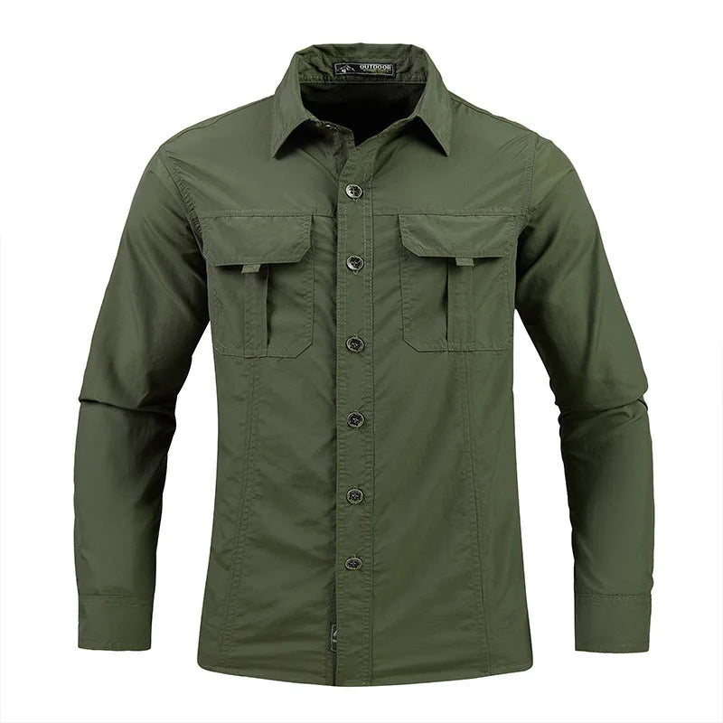 2023 Spring Shirts Men Long Sleeve Casual 100% Cotton High Quality Camisa Military Shirts Fashion Brand Clothing Black Blouse