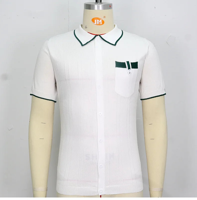High-quality Knitted Shirts for Men, Business Casual Tops,Skin-friendly Soft  Breathable Shirts, Light Luxury Commuting Clothing