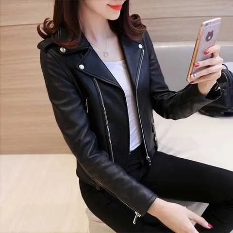 Women's Leather Jacket 2025 Autumn Korean Short Slim Bomber PU Jackets Female Zipper Windbreaker Blazer for Women Streetwear