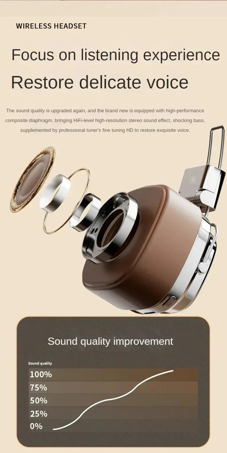 2025 New 5.3 Foldable Wireless Bluetooth Headsets Headset Gamer Choice Retro Over Ear Headphones DJ Stereo Sounds Bluetooth