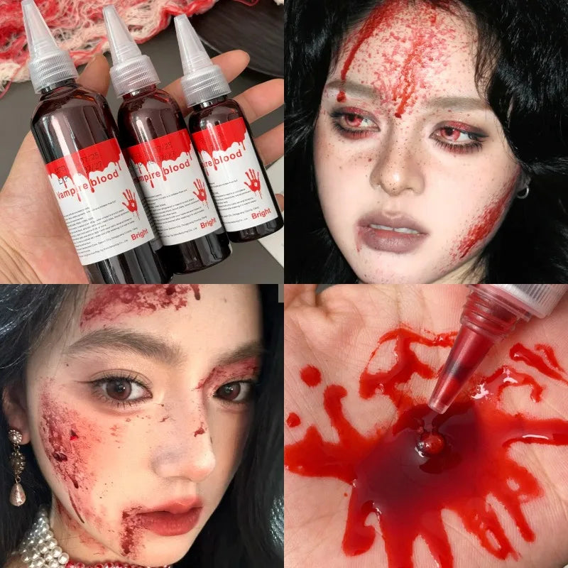 Halloween Fake Makeup Blood DIY Cosplay Prank Emulation Props Person Plasma Horror Festival Party Decorations 30/60/100/200ML