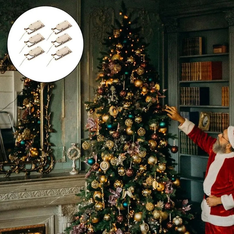 Christmas Sleigh Ornament Wooden Decor Wood Crafts Home Decorations Mini Sled Miniature Sleigh Xmas Decor Christmas Crafts