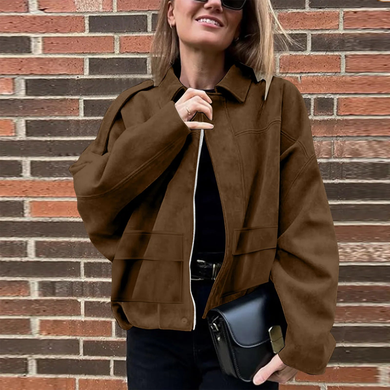 Women's Jackets Coat Fashion Turn-down Collar Long Sleeve Loose Coats Vintage Female Outerwear Chic Street Youth Jackets Tops