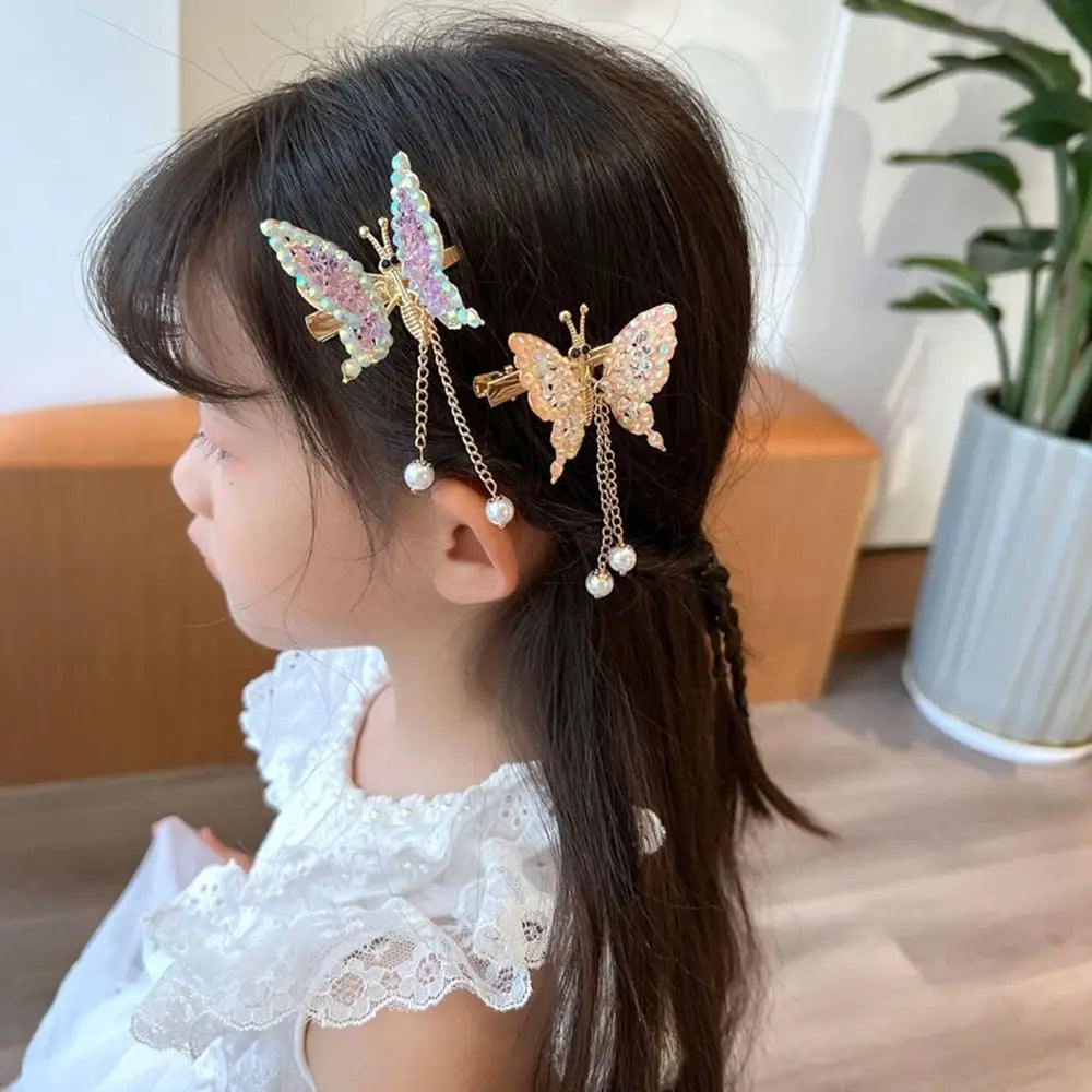 Hair Accessories For Women Hair Styling Tassel Butterfly Hairpin Headwear Shiny Hair Clips Flying Barrette Hair Clip