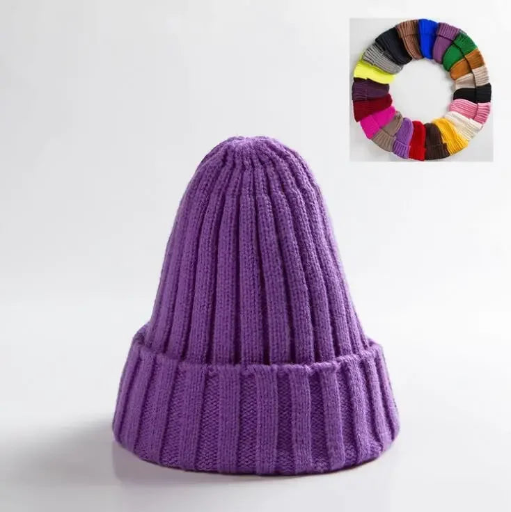 Winter Knitted Hat For Women Acrylic Beanie Unisex Elastic Warm Hip Hop Cap Soft Baggy Bonnet шапка женская Wholesale