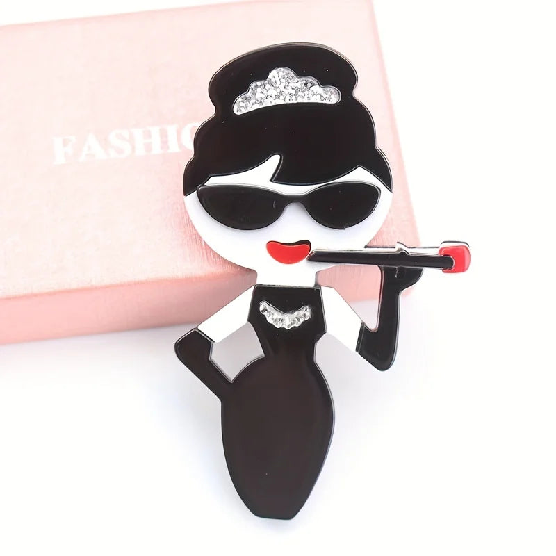 women's acrylic portrait brooch fashion clothing accessories pins