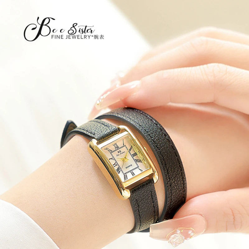 Women Watches 2025 Casual Vintage Leather Watch For Women Fashion Quartz Wristwatches Rose Gold Square Clock Gift For Girlfriend