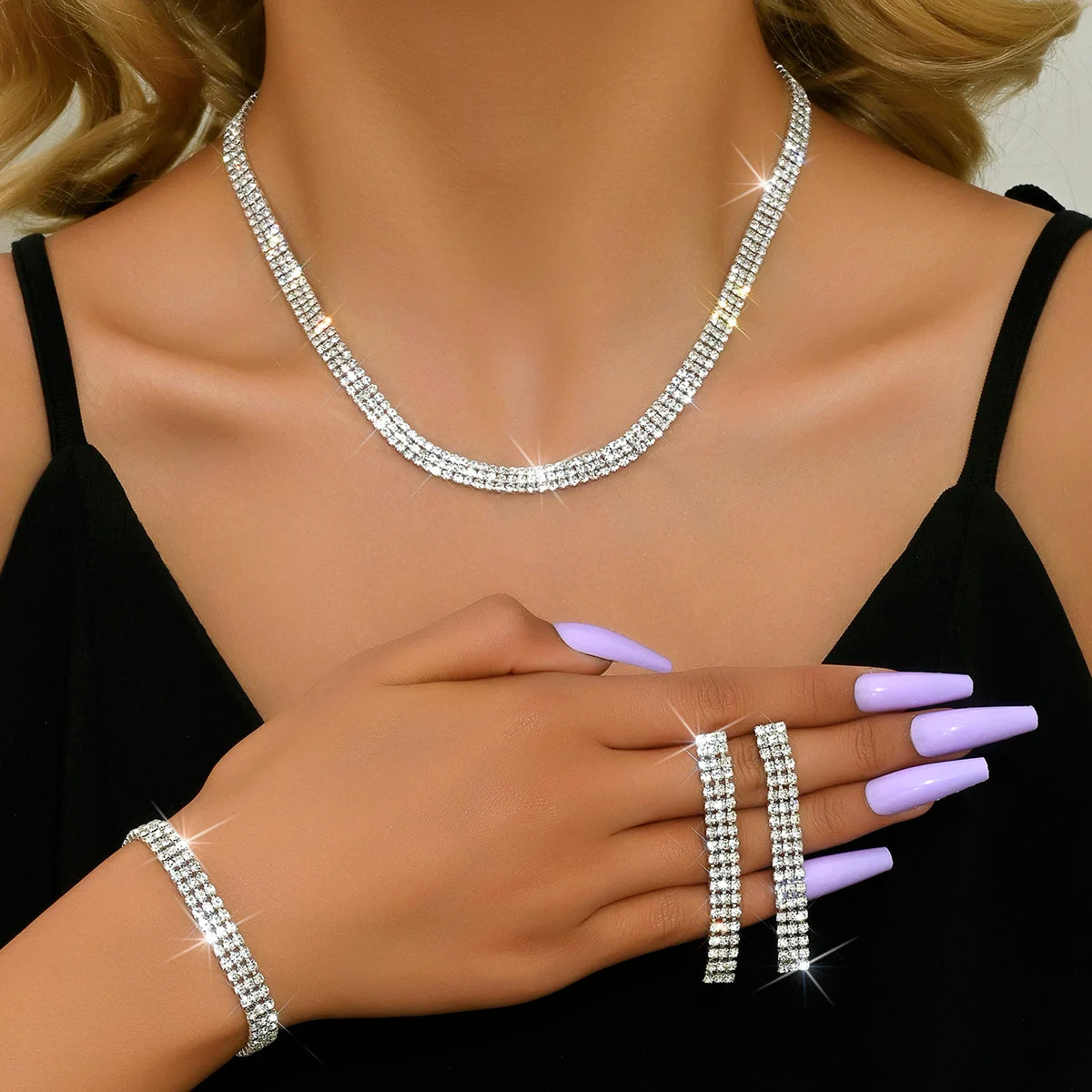Ladies' fashionable and simple geometric design set, light luxury style versatile and high-end jewelry set