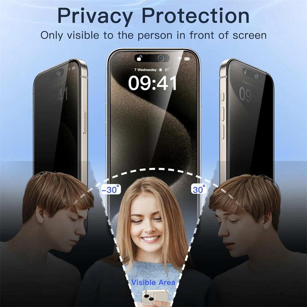 1~4PCS Anti-Spy Glass For iPhone 16 15 14 13 Pro Max Privacy Screen Protectors & Camera Protection Film For iPhone15 12 11 Pro