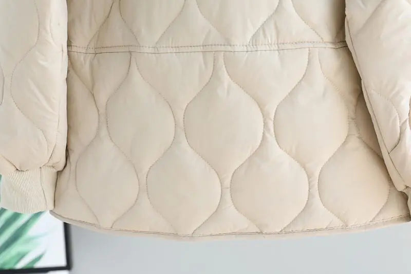 Autumn Winter Quilted Jacket Warm Women Parkas Lightweight Cotton-padded Jacket Long Sleeve Single-breasted Chic Coat Windproof