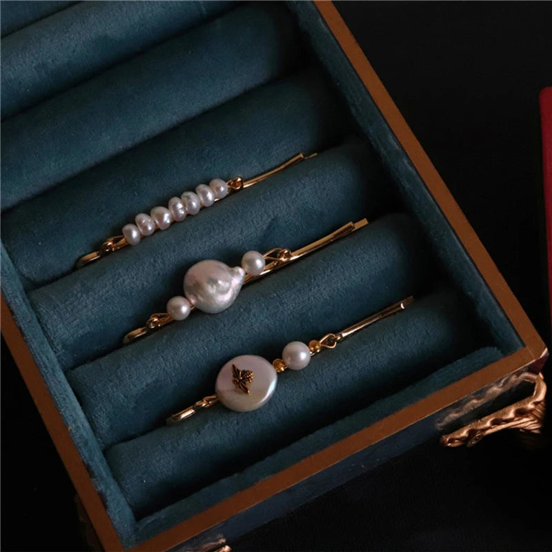 Hair Accessories for Girls Women Hairpins Clips Natural Baroque Freshwater Pearl Elegant Sweet Bridal Ornaments Wedding Gift