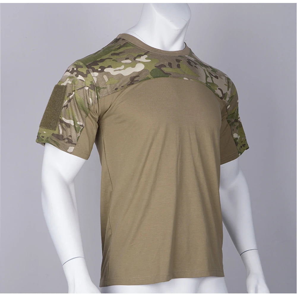Mens Camouflage Shirts Tees Tactical Combat Shirt Hunting Clothes Tops Workout Clothing Outdoor Breathable Camo T Shirt