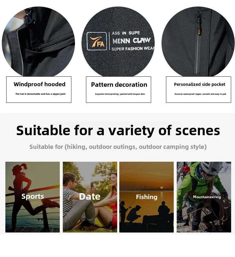 Men's jacket 2025 new jacket Spring and Autumn American slim fit trendy brand heavyweight hooded workwear casual assault jacket