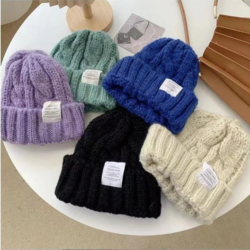 Winter Hats for Women Candy Color Beanies Knitted Solid Color Hat Autumn Women Men Beanie Caps Outdoor Warm Woolen Sports Hat