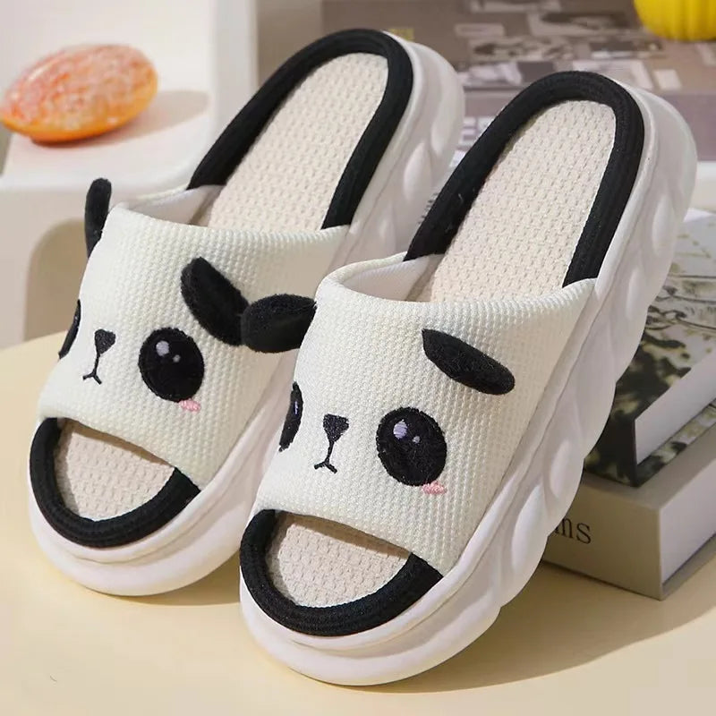 Winter Home Slippers for Couples Warm Plush Neutral Cartoon Cow Indoor Anti Slip Comfortable Cotton Slippers for Men and Women