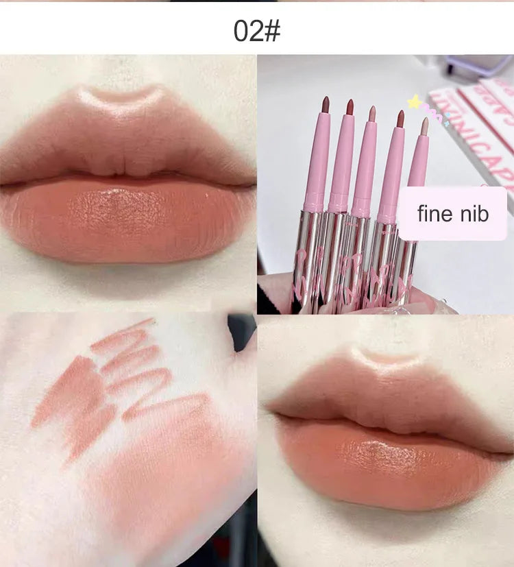 Nude Lip Liner with Lip Brush Cappuvini Korean Style Lip Makeup Long Last Velvet Matte Lipstick