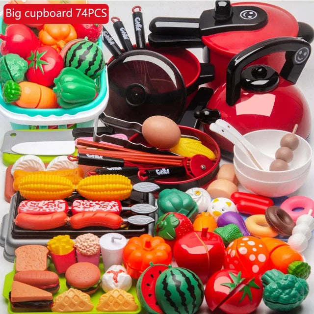 Kitchen Toys Set For Kids Girl Cooking Baby Cutting Fruit Cooking Kitchen Utensils Children's Simulation Education Pretend Play