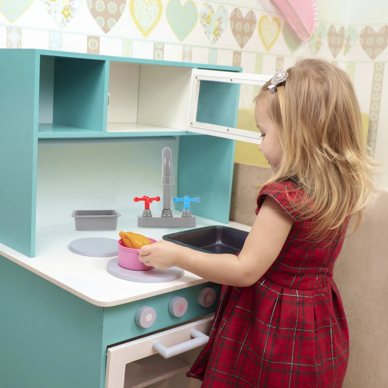 1 Set Mini Kitchen Sink With Faucet Kids Pretend Play Toys Realistic Washing Basin And Water Tap Molds Role Play Accessories