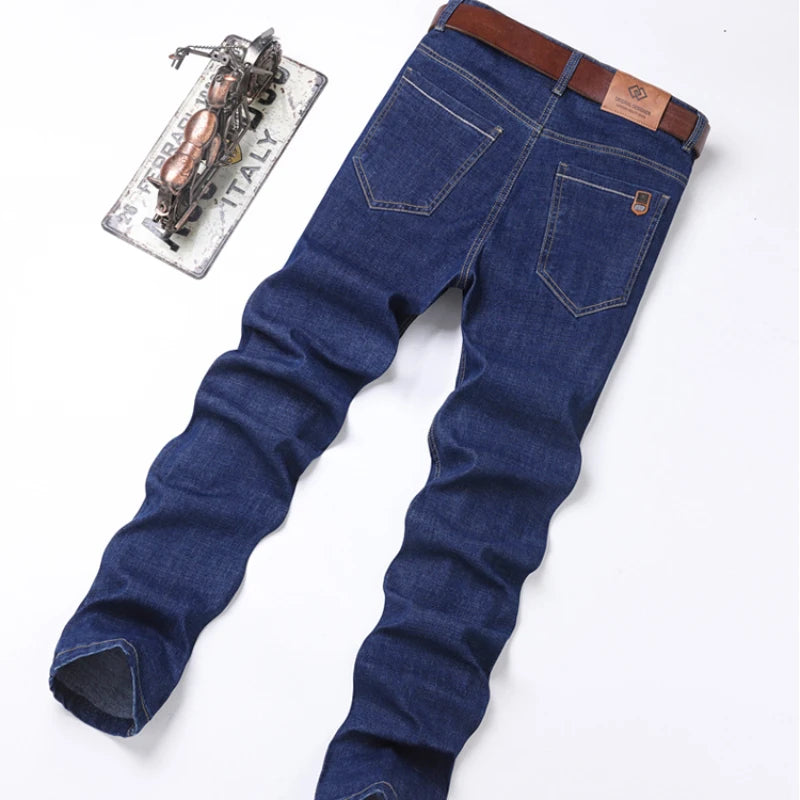 2024 Denim Jeans Casual Fashion Business Pants Classic New Arrivals Elastic Regular Fit Straight Trousers