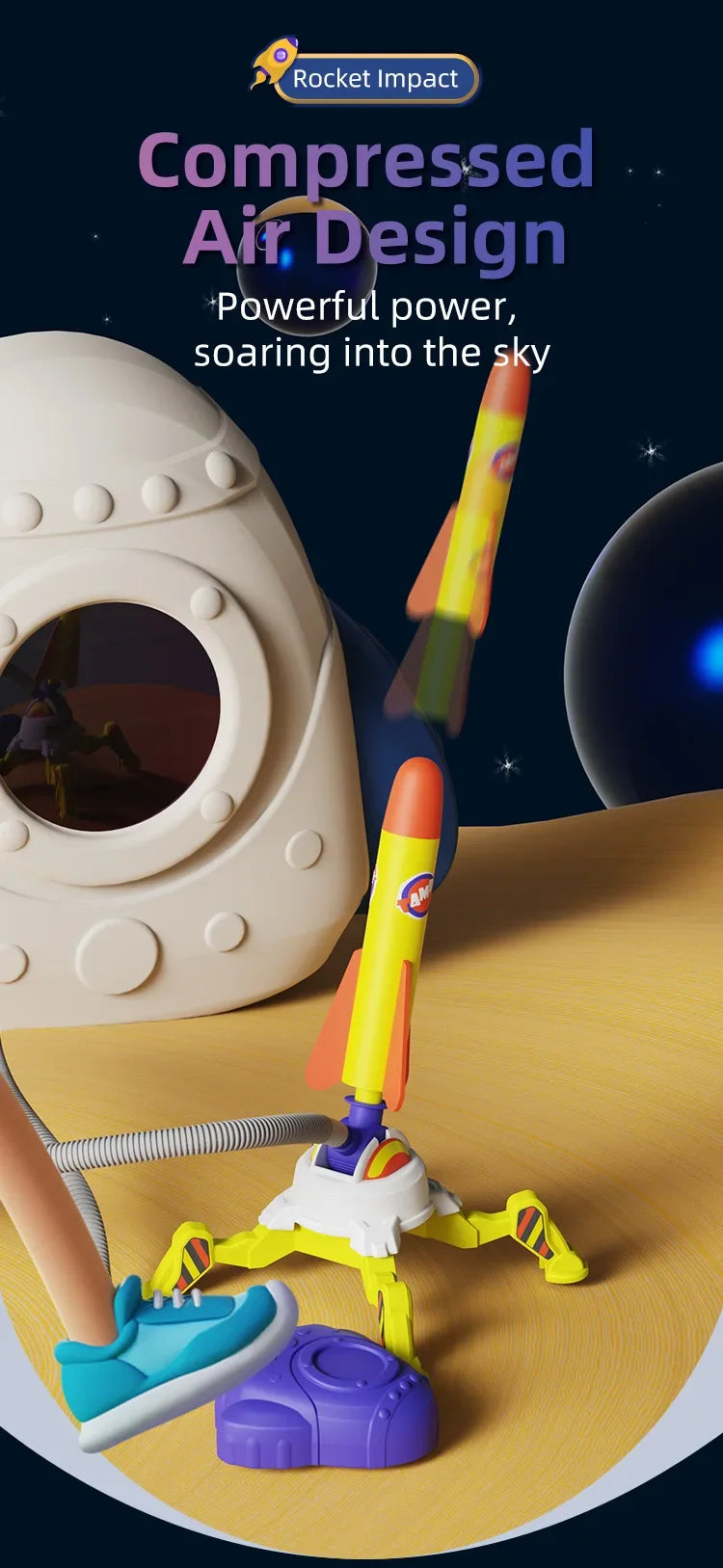 Kid Air Rocket Foot Pump Launcher Toys Sport Game Jump Stomp Outdoor Child Play Set Toy Pressed Rocket Launchers Pedal Games Toy