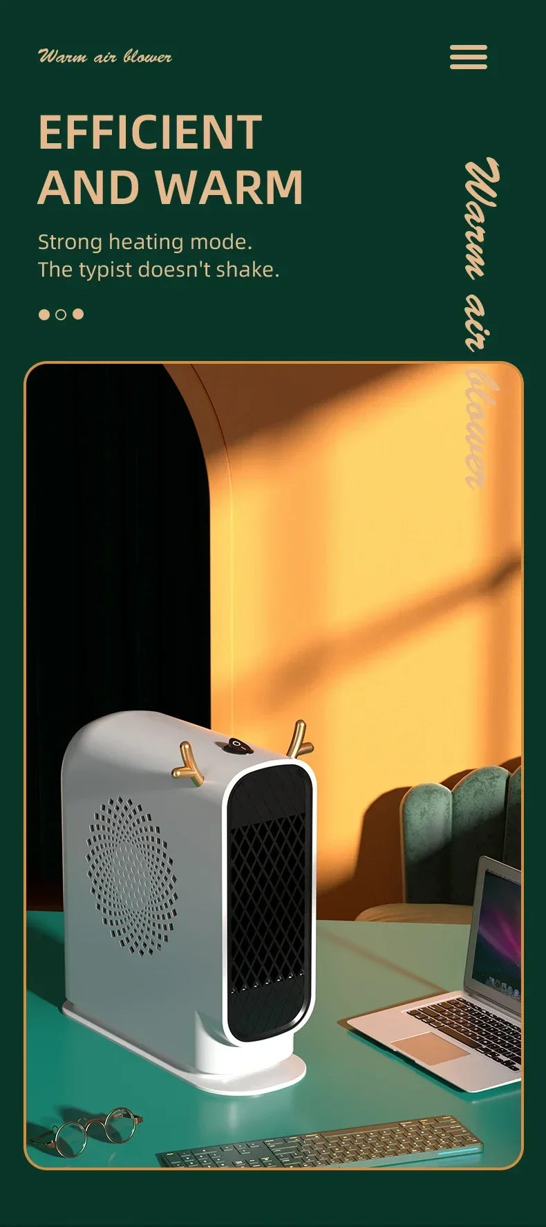 Portable Mini Electric Heater Fast Heating Energy Saving Handheld Warming Device Ideal For Home Use Dormitory Heating