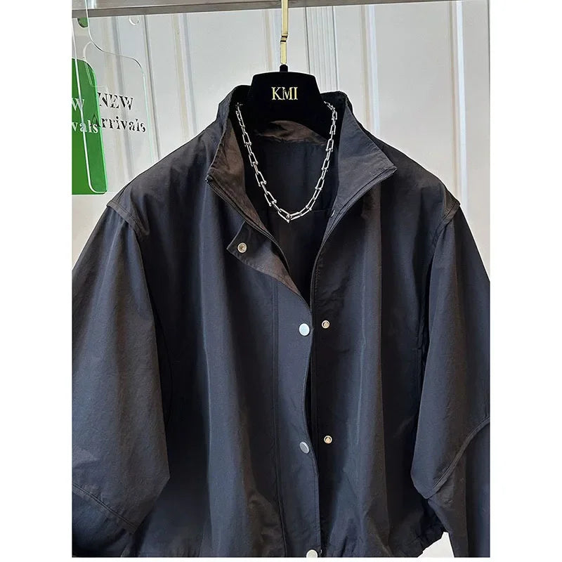 Women's Short Jacket 2025 Spring Autumn Stand-up Collar Korean Version Lady Outerwear Fashion Elegant Ladies Windbreaker Coat