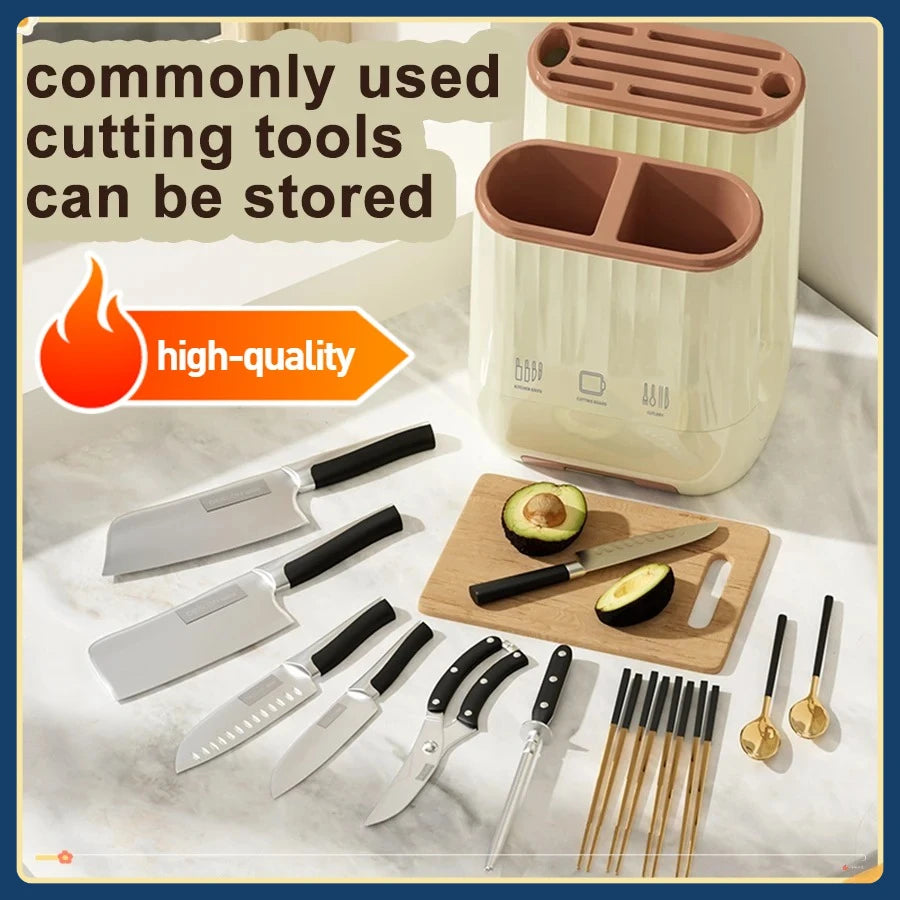 Kitchen shelf, household vegetable board storage rack, countertop drain, chopstick holder, cutting board, integrated knife holde