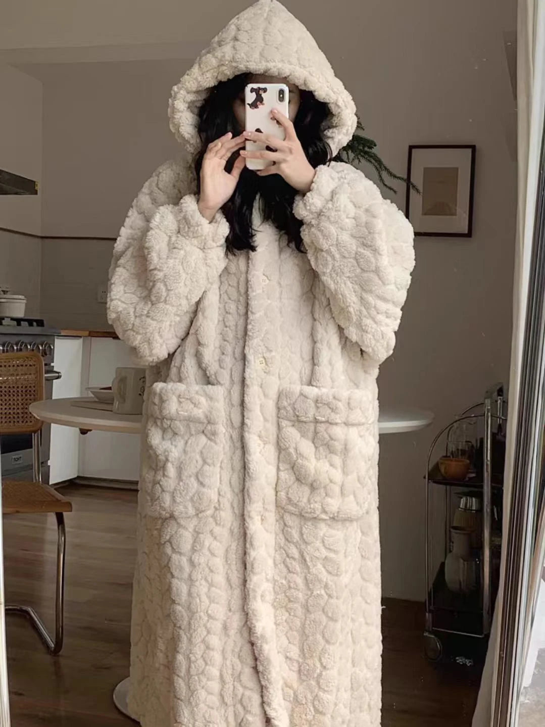 2025 Winter Robe For Women Sweet Elegant Jacquard Fashion Homewear Sleepwear Loungewear Christmas Night Warm Comfy Long Bathrobe