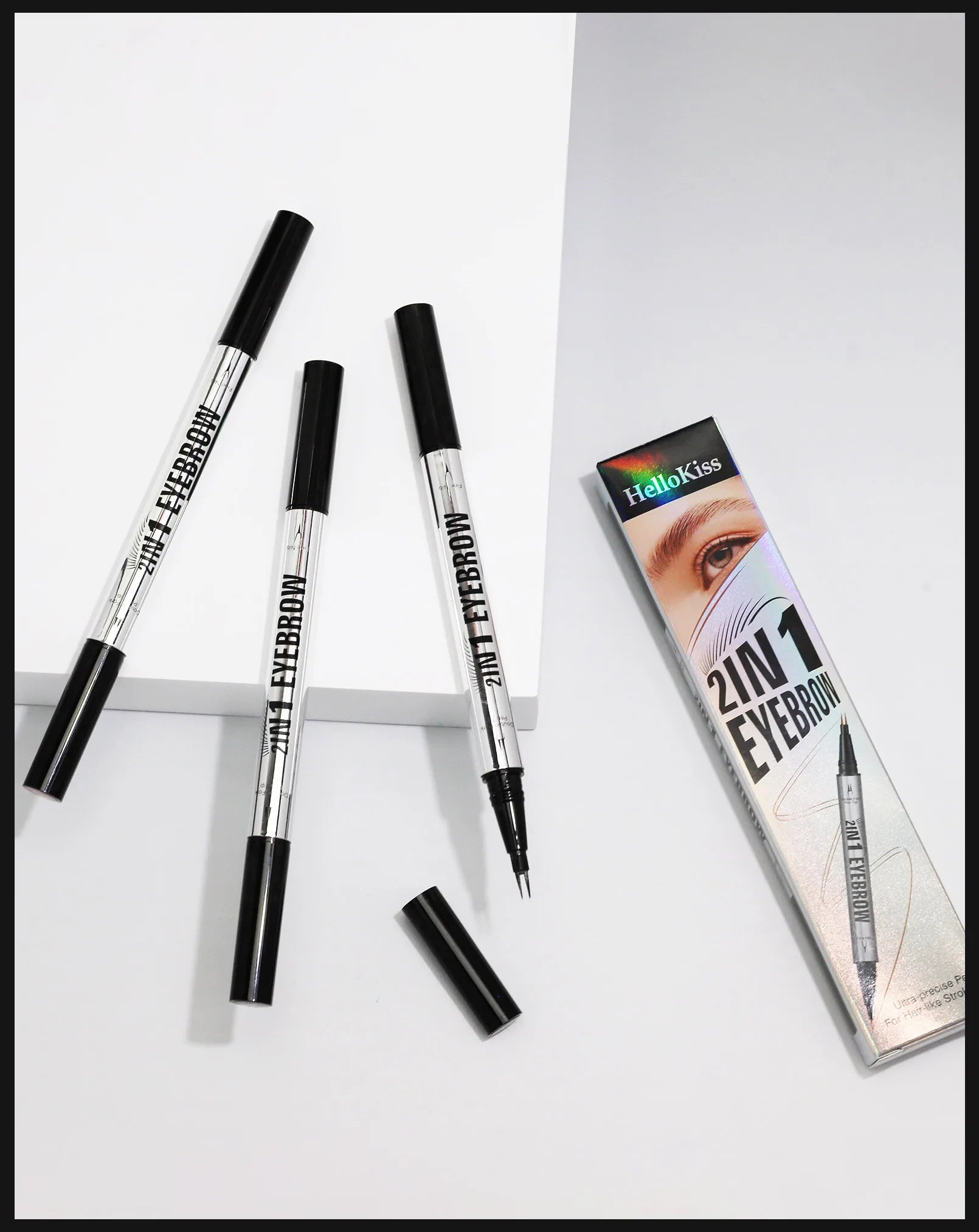 Two-pronged Eyebrow Pencil Waterproof Two-in-one Liquid Eyebrow Pencil Curved Eyebrow Pen With Fork And Precise Brush Tip Makeup